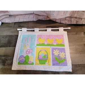 Easter bunny egg basket chick's flower white polka dot banner flag